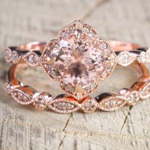 2pcs 18k Rose gold plated  ring set